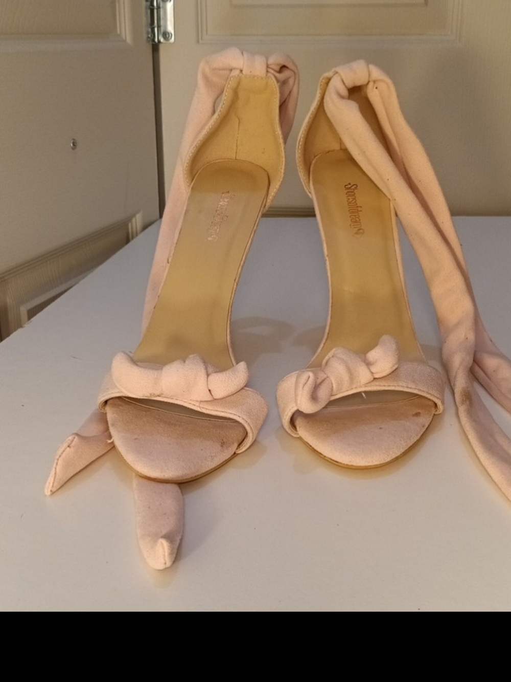 Strappy Pink Tie-Ankle Heels by